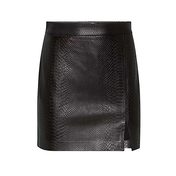 Aritzia Wilfred New Patio Leather Mini Skirt High Waisted Vegan Cocktail Python - Picture 3 of 15